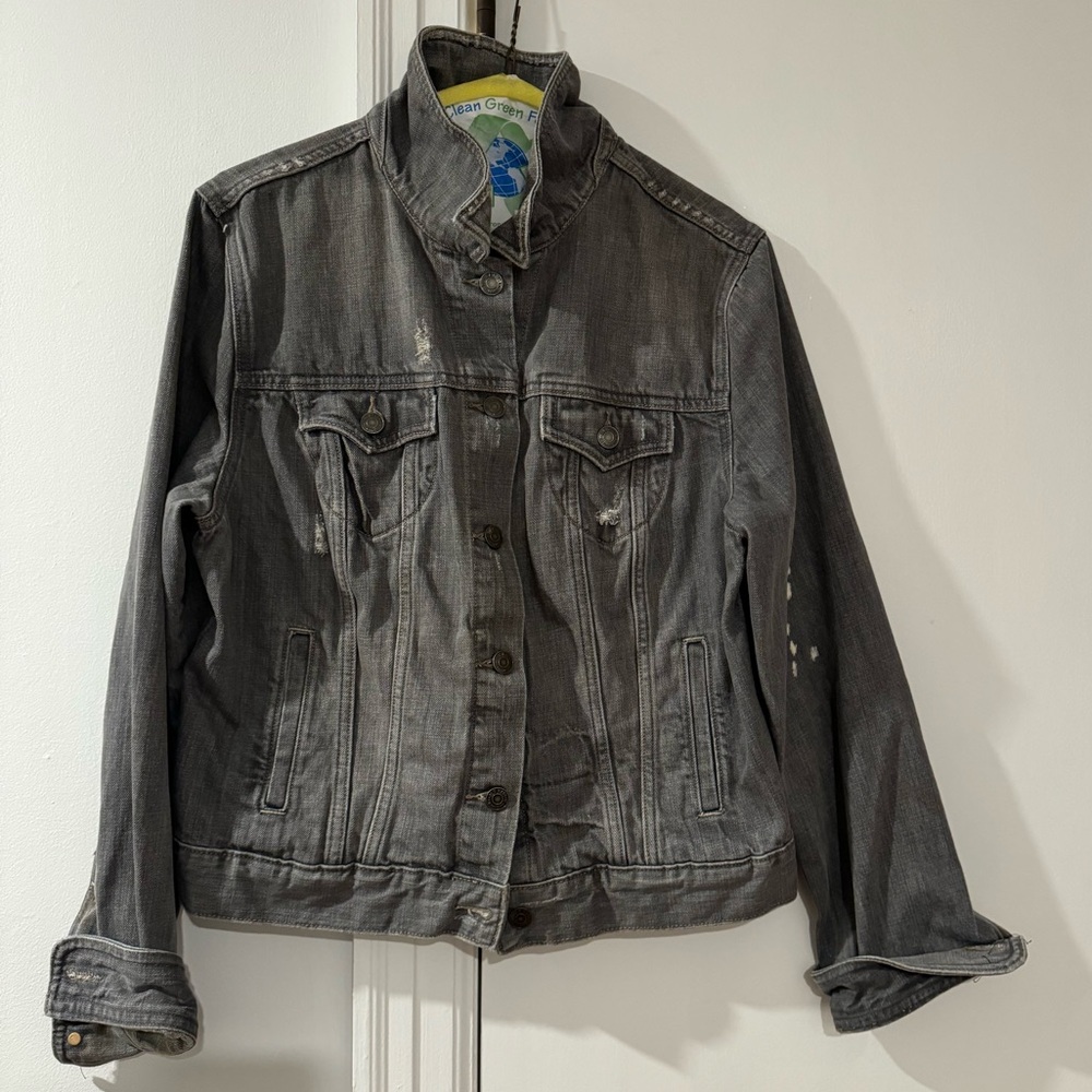 Old Navy Jean Denim Jacket - size L - distressed denim / grey color